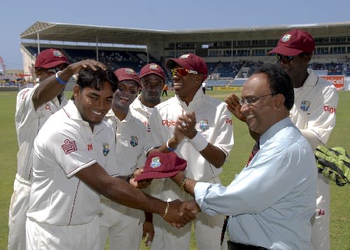 Amit Jaggernauth receives his Test cap