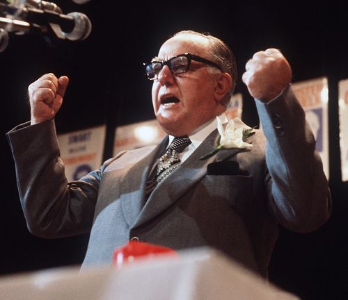 John Vorster addresses a party conference