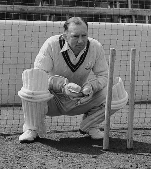 Arthur McIntyre in the nets at The Oval