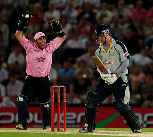 Robert Key is caught behind for 52