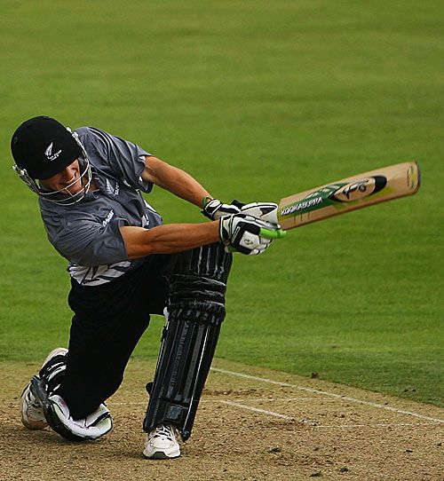 Greg Morgan clatters one of his three fours