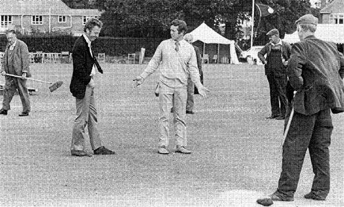 Richard Gilliatt gives a rueful smile as John Hampshire explains the state of the pitch