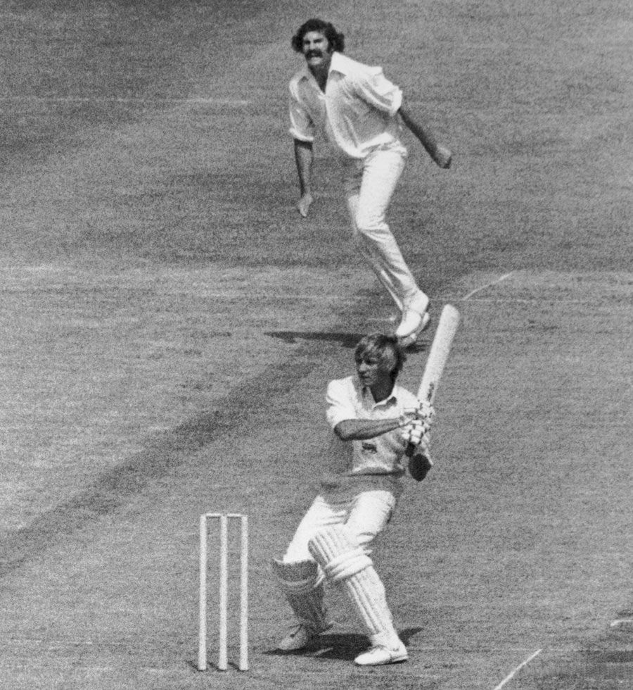 Frank Hayes hits a delivery from Richard Collinge