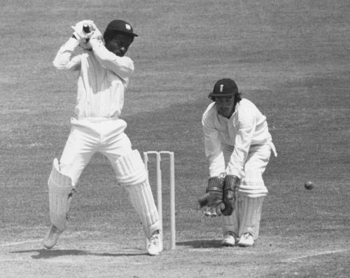 Roy Fredericks hits out on his way to a century