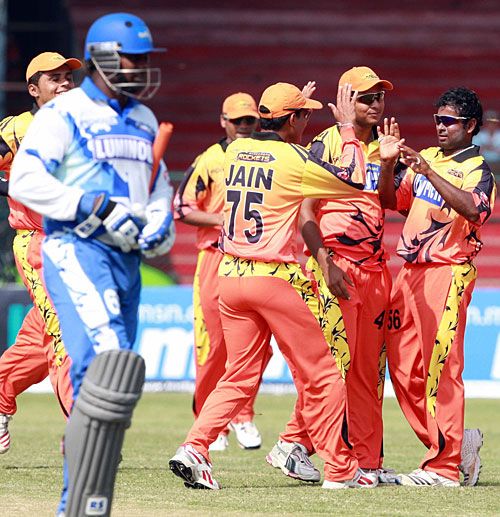Ahmedabad celebrate the wicket of Avishka Gunawardene