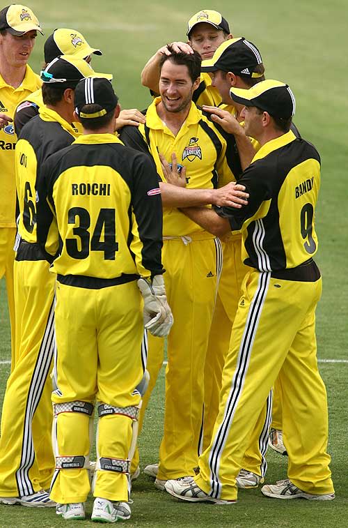 Ben Edmondson gets the cheers for another wicket
