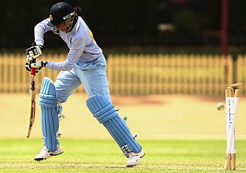 Anjum Chopra is bowled for 33