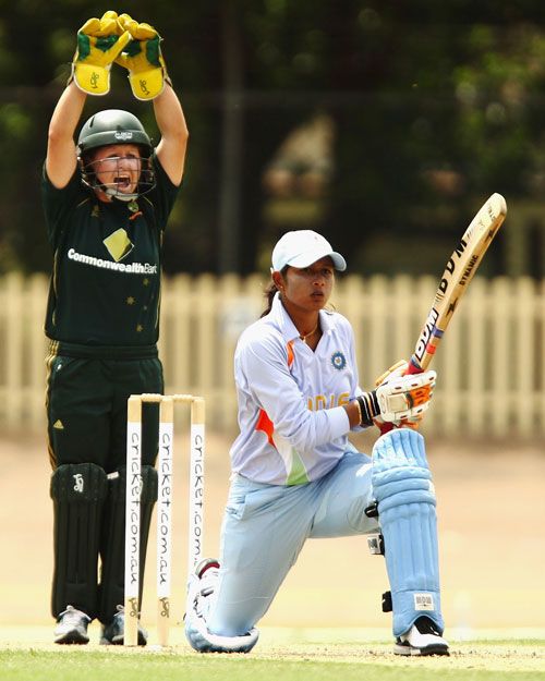 Leonie Coleman unsuccessfully appeals for the wicket of Rumeli Dhar
