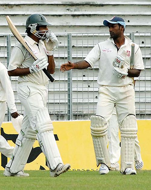Tushar Imran heads off the pitch