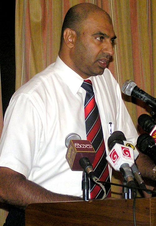 Graeme Labrooy addresses the media