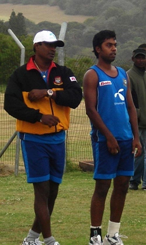 Champaka Ramanayake with Syed Rasel at the nets session