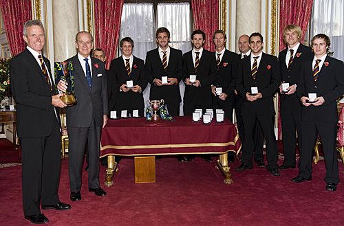 Geoff Cook and Durham are presented with the County Championship title by HRH The Duke of Edinburgh