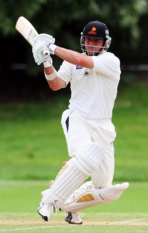 Luke Woodcock pulls during his hundred