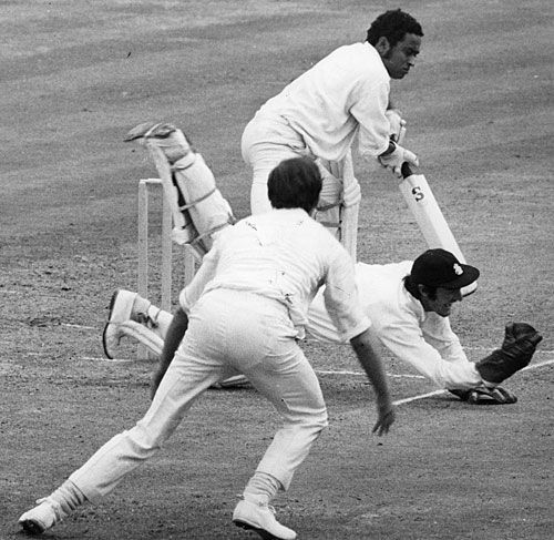 Dilip Sardesai is caught by Alan Knott