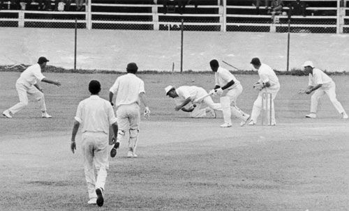 Colin Cowdrey drops Seymour Nurse at first slip