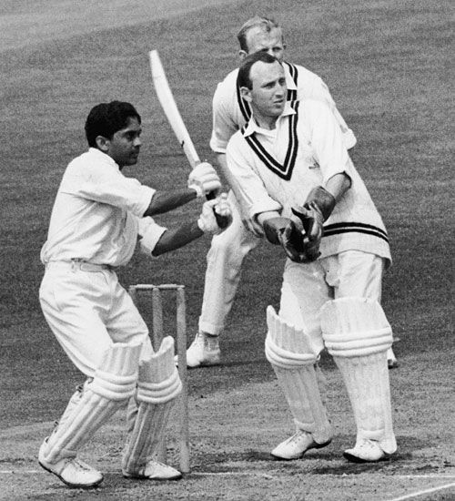 Hanumant Singh pulls during his innings of 75