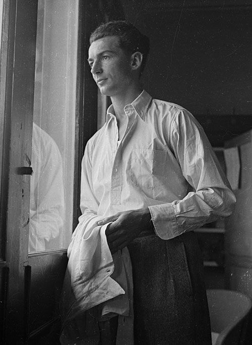 Reg Simpson looks out of the window during a county game