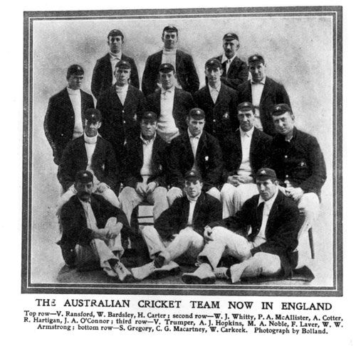 A portrait of the Australian team that contested the 1909 Ashes in England