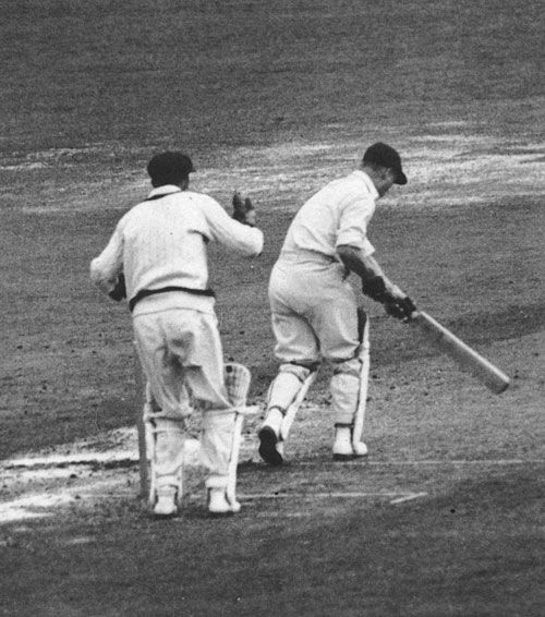 Allan Watkins is bowled for a duck