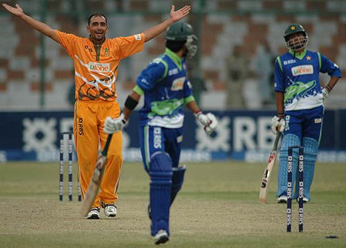 Samiullah Khan celebrates a wicket