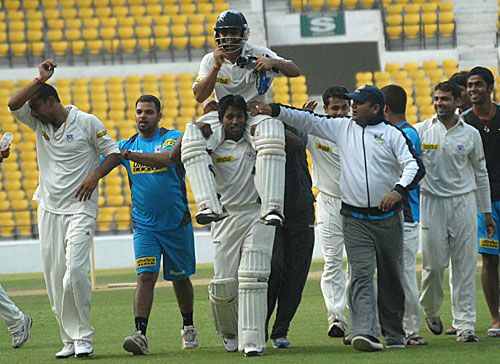 Shivakant Shukla is carried off the field by Praveen Gupta