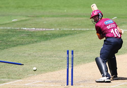 Bradley Scott is bowled