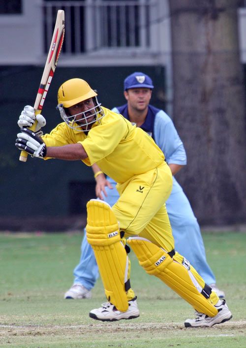 Uganda's Nehal Bibodi plays the ball to the leg side