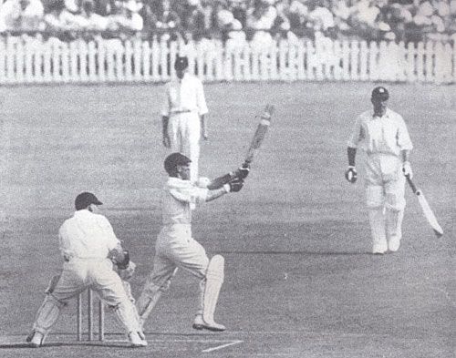 Eddie Paynter pulls through midwicket