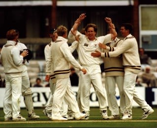 Kevan James celebrates