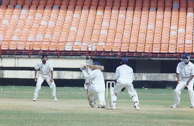 Aashish Kapoor hits Sreekumar Nair straight to Ajay Kudua at mid wicket