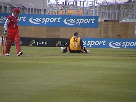 Walker stretches in between overs