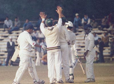 Sathpathy trudges back to the pavilion after falling leg before to Subramaniam