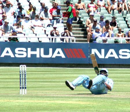 Shafiek Abrahams hits the deck against the Dolphins