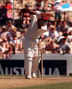Robert Samuels with an off drive