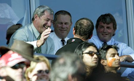 Members of the New Zealand selection panel enjoy watching the match. 3rd ODI: New Zealand v India at Christchurch, 1 Jan 2003