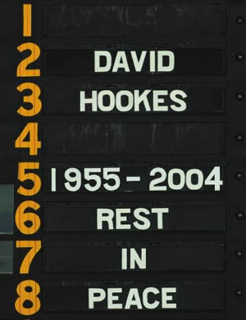 The giant scoreboard at the Adelaide Oval salutes the man
