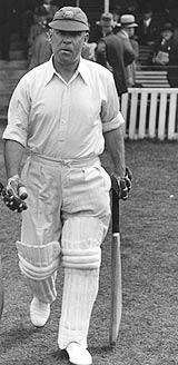 Patsy Hendren walks out to bat against Surrey