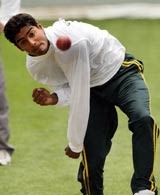 Mohammad Khalil bowling in the nets
