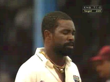 Benjamin prepares to bowl
