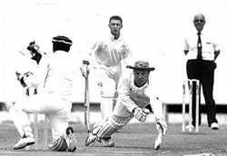 Ireland's Alan Lewis is almost run out against Papua New Guinea, ICC Trophy, Nairobi 1994