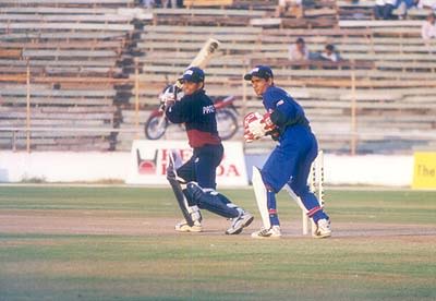 Niraj Patel Square driving on his innings of 70 off 70 balls