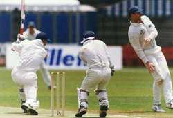 Greig Williamson hits out against Ireland  in the ICC Trophy semi-final, Kuala Lumpur 1997