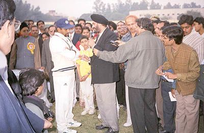 Amay Khurasia, Central Zone skipper being interviewed by Maninder Singh