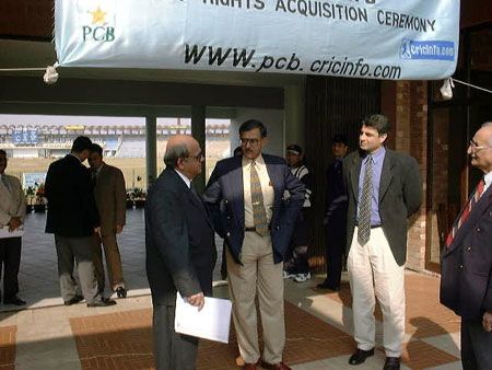 Brig Munawar A Rana Director PCB, Zakir Khan GM Cricket Operations PCB, Col (R) Rafi Nasim and Suhael Ahmed of CI-Pakistan