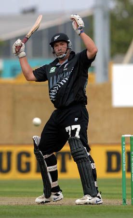 Twose deflects a ball from Wasim to third man to get off the mark