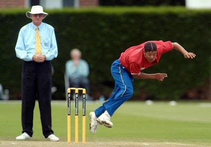 Van Rooi delivers a ball. 1st ICC Under-19 World Cup Plate Championship Semi Final: Namibia Under-19s v Zimbabwe Under-19s at Lincoln, 4 Feb 2002