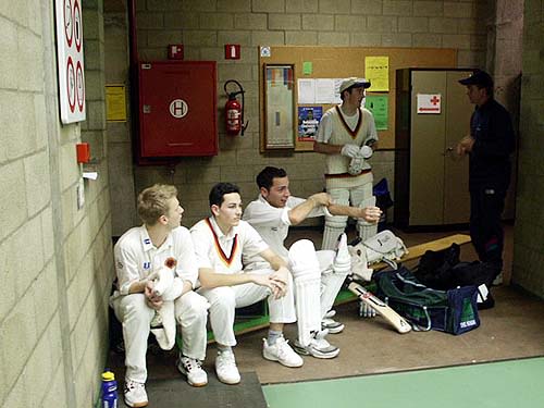 The German team spied back stage taking a well earned rest