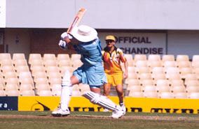 Martha Winch plays an on-drive.