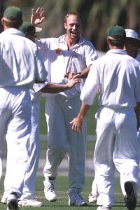 Penn celebrates a wicket, Central Districts v Australians, 1999/2000