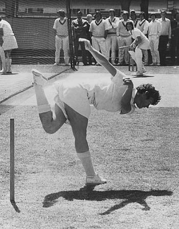 Australia's Anne Gordon bowls to Sharon Tredrea in the nets at Lord's